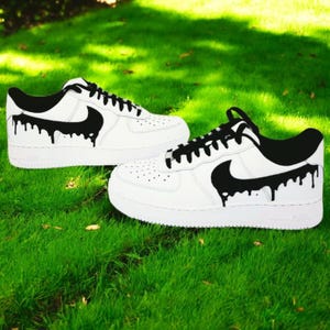 Black White Drip Custom Air Force 1 Shoes, Custom Hand Painted Black White Drip  AF1, Hand Painted AF1 Sneaker, Free Shipping