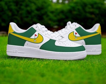 Custom Golf Air Force 1 Shoes, Custom Hand Painted Golf Masters AF1, Golf AF1 Shoes, Hand Painted AF1 Sneaker, Free Shipping