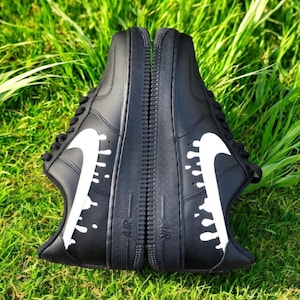 Black White Drip Custom Air Force 1 Shoes, Custom Hand Painted Black White Drip  AF1, Hand Painted AF1 Sneaker, Free Shipping