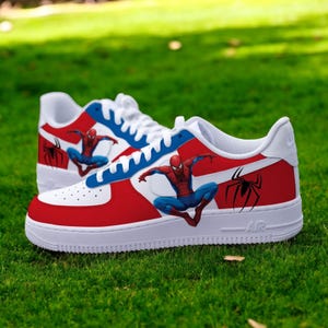 Spider Man Custom Air Force 1 Sneakers, Custom Hand Painted Spider Man AF1 Shoes, Hand Painted AF1 Sneaker, Free Shipping