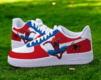 Sneakers Air Force 1 personalizzate di Spider-Man, scarpe AF1 di Spider-Man dipinte a mano, sneakers AF1 dipinte a mano, spedizione gratuita
