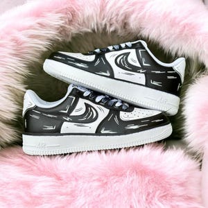 Custom Black Cartoon Air Force 1 Shoes, Pesonalized Hand Painted Black Cartoon AF1, Cartoon Shoes, Hand Painted AF1 Shoes, Free Shipping
