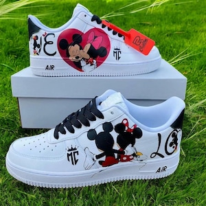 Custom Mickey Minnie Mouse Cartoon Air Force 1 Sneakers, Pesonalized Hand Painted Cartoon AF1, Hand Painted AF1 Sneaker, Free Shipping