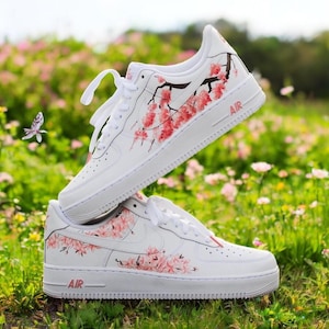Pink Cherry Blossom Custom Air Force 1 Shoes, Custom Hand Painted Cherry Blossom AF1, Cherry Sneaker,Hand Painted AF1 Sneaker, Free Shipping