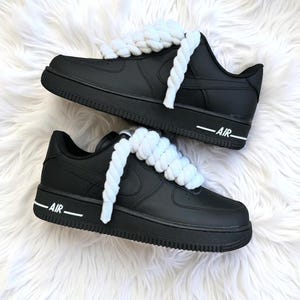 Black Custom Air Force 1 Sneaker, Pesonalized Hand Painted Black AF1 Sneaker, Black AF1 Shoes, Hand Painted AF1 Shoes, Free Shipping