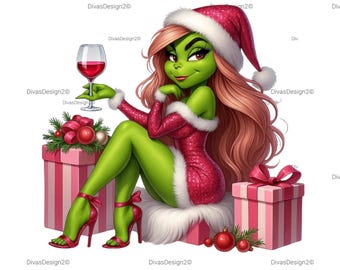 Sexy Grinch Christmas Girl PNG