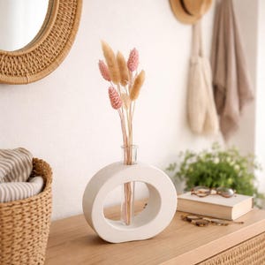 Vaso rotondo Jesmonite Soliflore – Vaso decorativo – Per fiori secchi e freschi – Elegante decorazione d'interni