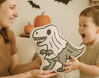 Almohada de dinosaurio fantasma T-Rex: decoración espeluznante para Halloween
