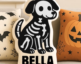 Almohada personalizada con diseño de perro, decoración de Halloween para perros, almohada espeluznante para mascotas, regalo personalizado para perros, decoración de Halloween para mascotas, almohada con nombre para perros, decoración para dormitorio