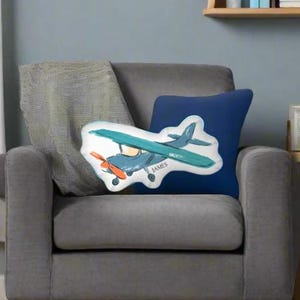Personalized Airplane Shaped Pillow, Custom Fun Shaped Pillow, Baby Shower Gift, Aviation Gift, Airplane Loving Toddler Gift, Aviation Room