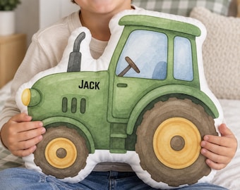 Personalized Tractor Pillow for Boys, Custom Name Farm Tractor Pillow, Tractor Gift for Boy, Toddler Boy Gift, Farm Bedroom Decor