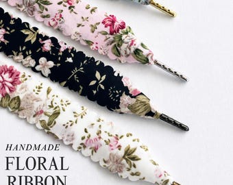 Cordones de cinta coqueta, cordones con lazo bonito, zapatillas deportivas con estética suave para chicas, estilo cottagecore, accesorios florales femeninos, zapatos bonitos