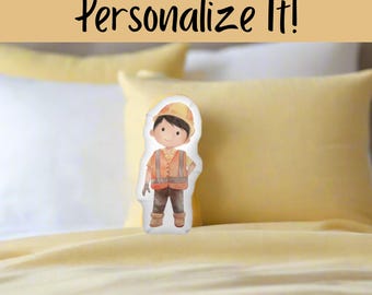 Almohada personalizada de trabajador de la construcción: regalo de decoración para habitación infantil