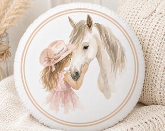 Personalized Cowgirl Pillow, Horse Girl Room Decor, Custom Name Horse Pillow, Western Girls Room Decor, Horse Lover Gift for Girls