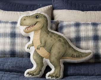 Personalized Dinosaur Pillow for Boys, T Rex Pillow, Dinosaur Gifts for Kids, Dinosaur Room Decor, Dino Birthday Gift, Kids Accent Pillow