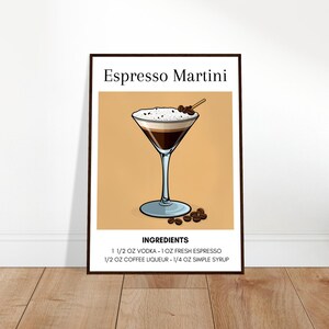 Espresso Martini Wandkunst - Cartel de cóctel - Bebida exclusiva - Minimalistisch Einzigartig Edel