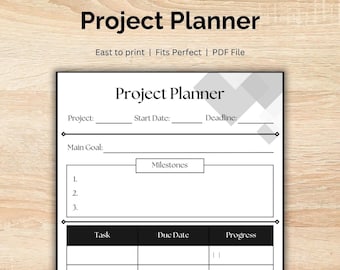 Projektplaner Printable - Organisieren Sie Aufgaben, verfolgen Sie den Fortschritt und halten Sie Fristen ein