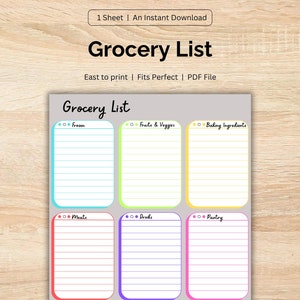 Printable Grocery List - Organized Shopping List Template