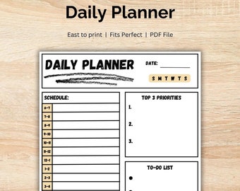 Daily Planner Printable V.2 - Prioritize, Schedule, and Reflect