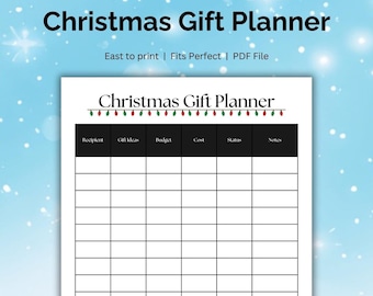 Weihnachts Geschenk Planer - Printable Urlaubsbudget & Geschenk Tracker