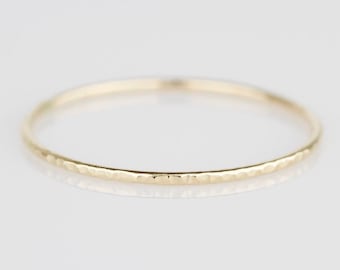 Thin Twig Ring 0.85mm SOLID 14k or 18k Gold - Green White Yellow or Rose Gold - Simple Bark Delicate SOLID Gold - Tiny Skinny Thin Dainty