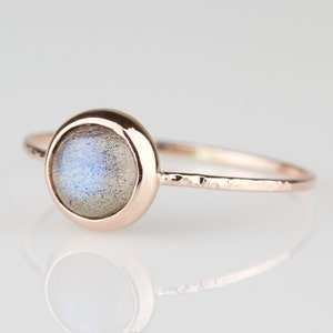 Labradorite Stacking Ring SOLID Gold Labradorite Ring Dainty Labradorite Ring Rose Gold Yellow Gold White Gold image 1