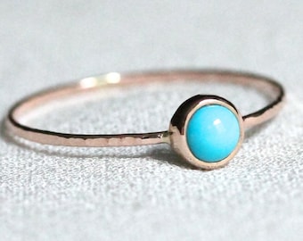 Gold Turquoise Ring | Natural Turquoise Ring | December Birthstone Stacking Ring | SOLID 14k Rose Gold Ring | Dainty Birthstone Ring