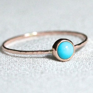 Gold Turquoise Ring | Natural Turquoise Ring | December Birthstone Stacking Ring | SOLID 14k Rose Gold Ring | Dainty Birthstone Ring
