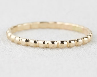 SOLID Gold Kate Wedding Band | Gold Beaded Band | 14k or 18k Gold | Modern Wedding Band | White or Yellow Gold | Dainty Bubble Ring