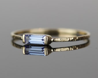 SOLID 14k Gold Tanzanite Baguette Ring | Natural Tanzanite Art Deco Ring | December Birthstone Ring | White Yellow Rose Gold Tanzanite Ring
