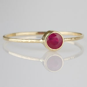 Natural 4mm Ruby Ring | Pink Red Genuine Ruby | Yellow Gold | Rose Gold | White Gold | July Birthstone Ring | Natural Ruby Ring | Simple