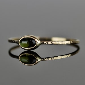 Natural Oval Green Tourmaline Ring | SOLID 14k Gold Stack Ring ...