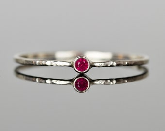 2mm Ruby Stacking Ring | Tiny Genuine Ruby Ring | Natural Ruby Ring | SOLID Gold Ring | Dainty Ruby Stacking Ring | July Birthstone Ring