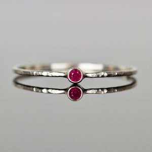 2mm Ruby Stacking Ring | Tiny Genuine Ruby Ring | Natural Ruby Ring | SOLID Gold Ring | Dainty Ruby Stacking Ring | July Birthstone Ring