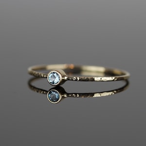 SOLID Gold Sky Topaz Stack Ring | March Birthstone Ring | Gemstone Stacking Ring | Dainty Ring | 14k Rose or Yellow or White Gold | December