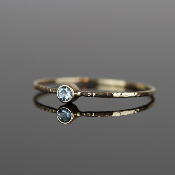 SOLID Gold Sky Topaz Stack Ring | March Birthstone Ring | Gemstone Stacking Ring | Dainty Ring | 14k Rose or Yellow or White Gold | December