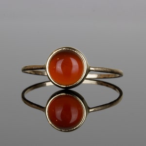 SOLID Gold Carnelian Ring | Personalized Birthstone Ring | SOLID Gold Carnelian Ring | Dainty Carnelian Ring | Cabochon Carnelian Ring