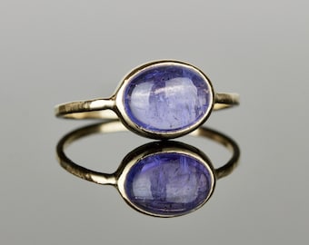 Natural Oval Tanzanite Ring | SOLID Gold Tanzanite Ring | Simple Tanzanite Ring | Genuine Tanzanite  | December Birthstone Ring