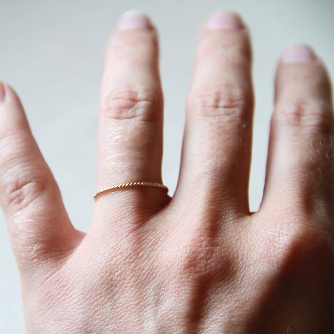 Golden Rope Ring Thin Rope Ring | SOLID Gold Rope Ring | Gold Twist Ring | Simple ...