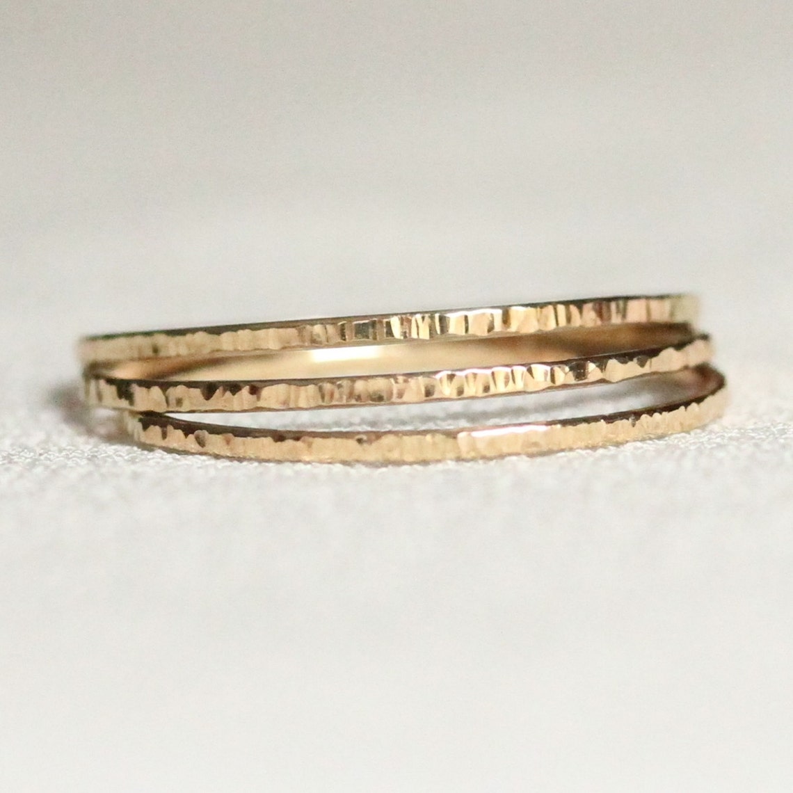 Set of Three - SOLID 14k or 18k Green, White, Yellow or Rose Gold ...