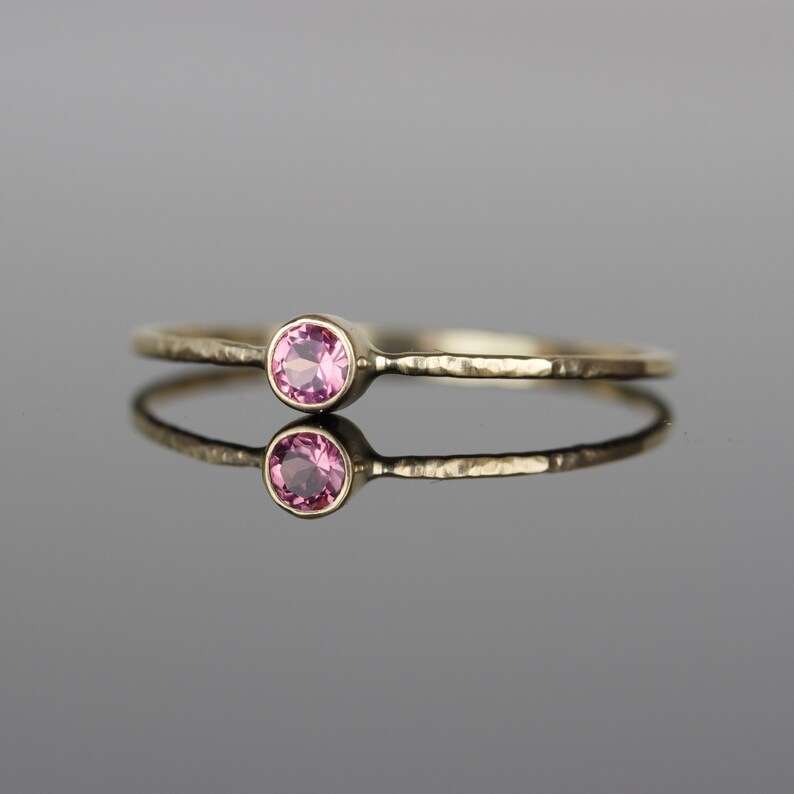Dainty Pink Sapphire Stacking Ring Delicate Pink Sapphire | Etsy