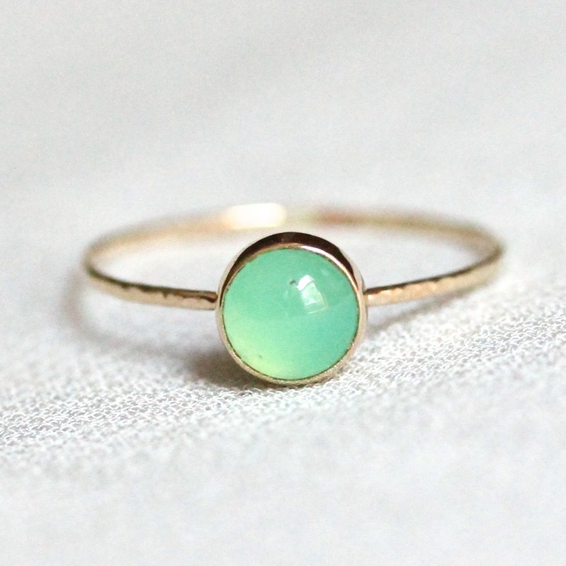 Chrysoprase Triangle Ring OOAK main image 0