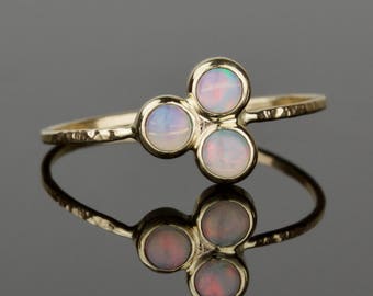 Natural Opal Clover Ring | Three Opal Ring | SOLID Gold Opal Clover Ring | October Birthstone Ring | Rose Gold Opal Ring | Natural AAA Opals