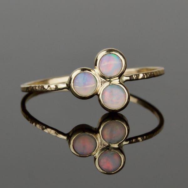 Natural Opal Clover Ring | Three Opal Ring | SOLID Gold Opal Clover Ring | October Birthstone Ring | Rose Gold Opal Ring | Natural AAA Opals