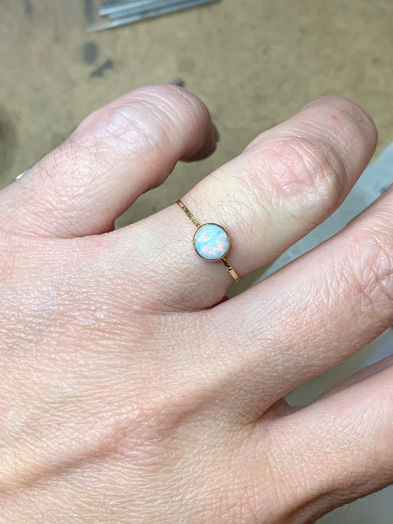 Naturlicher Opal Ring SOLID Gold Opal Ring Echter Opalring Oktober Geburtsstein Australischer Opalring WeiBer Opal Ring Etsy
