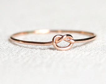 Bague petit noeud d'amour | Bague noeud en or MASSIF | Bague noeud fin | Or rose | Or jaune | Or blanc | Bague Bretzel