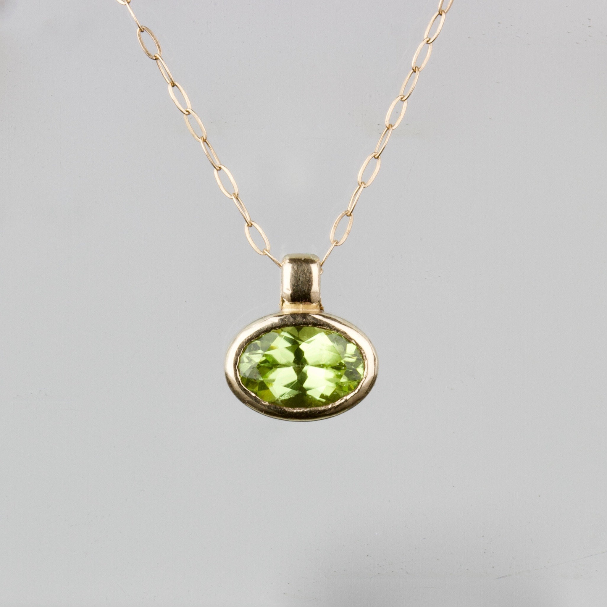 Peridot necklace gold chain Clearance