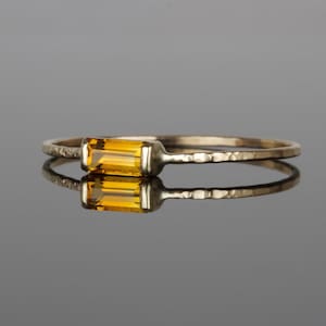 SOLID 14k Citrine Baguette Ring | Gold Citrine Baguette Ring | Art Deco Ring | Rose Gold | Yellow Gold | White Gold | November Birthstone