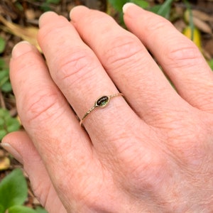 Natural Oval Green Tourmaline Ring | SOLID 14k Gold Stack Ring ...
