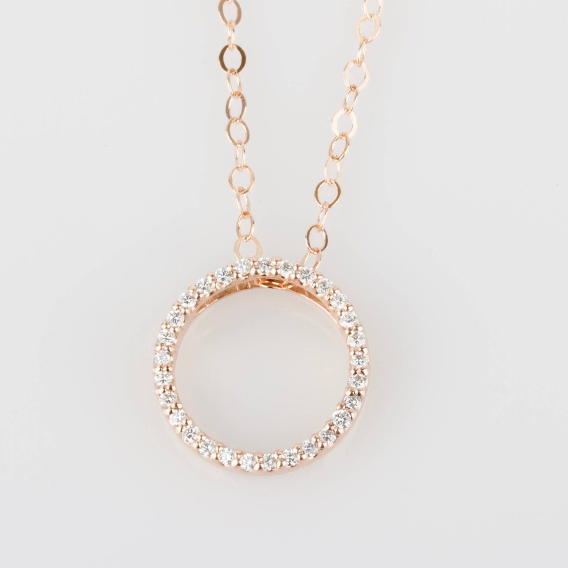 Diamond Eternity Necklace SOLID GOLD 14k Diamond Pendant 29 Etsy